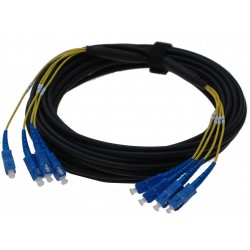 Armeret fiberkabel Single Mode, 9/125 μm, 4 x LC stik i hver ende. Sort, 300 m